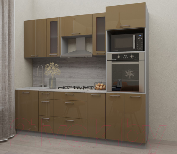 Изображение товара Кухонный гарнитур Интерлиния Мила Gloss 2.3 (капучино/капучино)