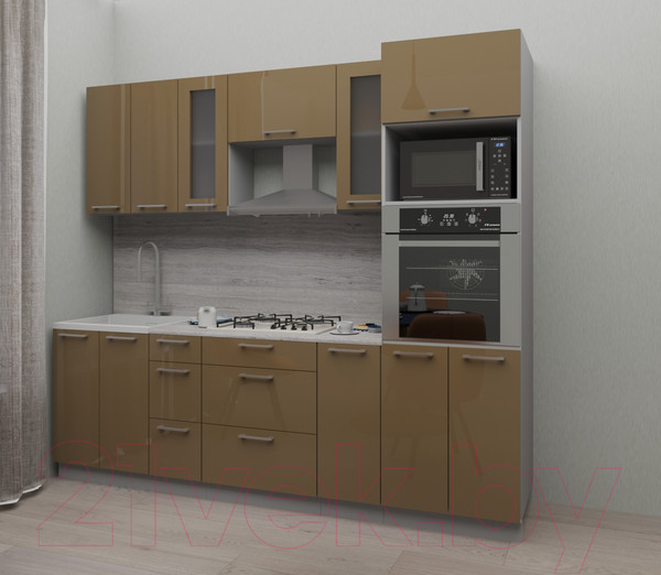 Изображение товара Кухонный гарнитур Интерлиния Мила Gloss 2.4 (капучино/капучино)