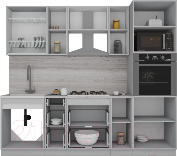 Изображение товара Кухонный гарнитур Интерлиния Мила Gloss 2.4 (капучино/капучино)