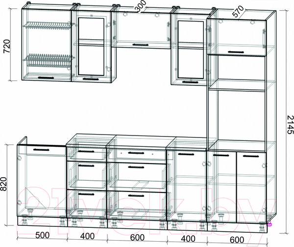 Изображение товара Кухонный гарнитур Интерлиния Мила Gloss 2.5 (капучино/капучино)