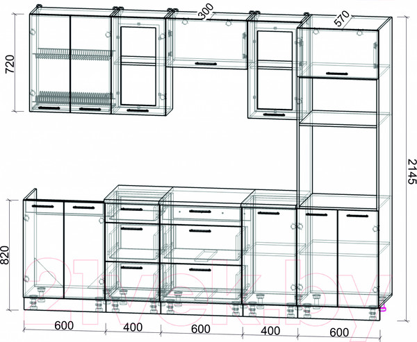 Изображение товара Кухонный гарнитур Интерлиния Мила Gloss 2.6 (капучино/капучино)