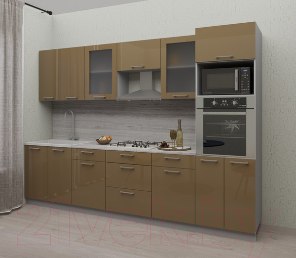 Изображение товара Кухонный гарнитур Интерлиния Мила Gloss 3.0 (капучино/капучино)