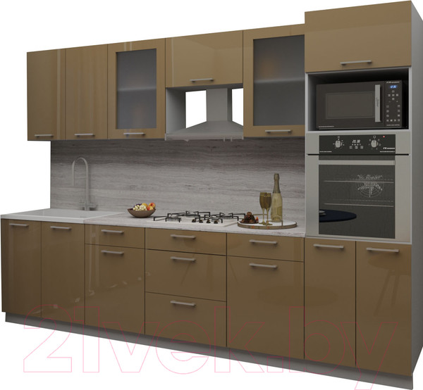 Изображение товара Кухонный гарнитур Интерлиния Мила Gloss 3.0 (капучино/капучино)