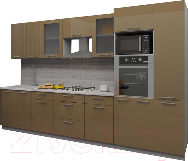 Изображение товара Кухонный гарнитур Interline Мила Gloss 3.4 (капучино/капучино)