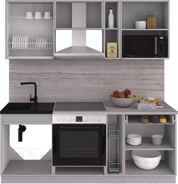 Изображение товара Кухонный гарнитур Интерлиния Мила Gloss 2.0 (красный/черный)