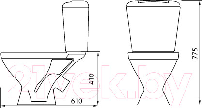 Изображение товара Унитаз напольный Лобненский стройфарфор Универсал 45 / 10/1/5/3-37 (с сиденьем)