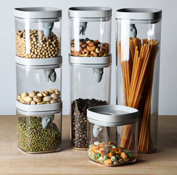 Изображение товара Емкость для хранения Qualy Lucky Mouse / QL10347-CL-GY