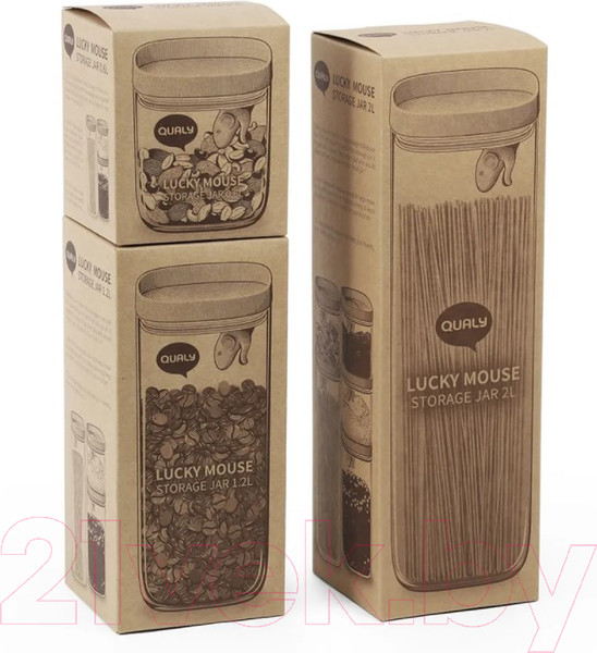 Изображение товара Емкость для хранения Qualy Lucky Mouse / QL10347-CL-GY