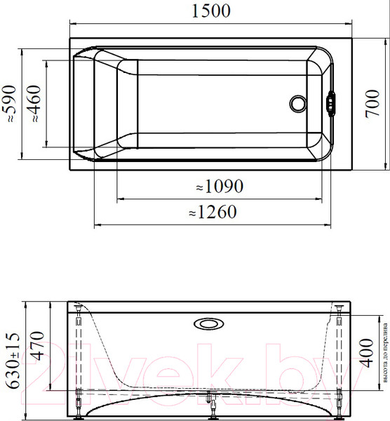 Изображение товара Ванна акриловая Radomir Агата 150x70 / 2-01-0-0-0-224