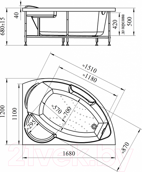 Изображение товара Ванна акриловая Radomir Алари 168x120 / 2-01-0-1-1-218Ч