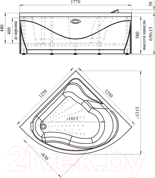 Изображение товара Ванна акриловая Radomir Альтея 125x125 / 2-01-0-0-1-219Ч