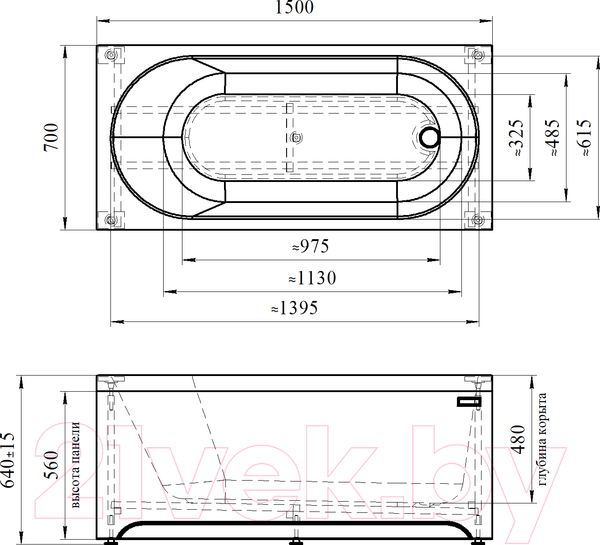 Изображение товара Ванна акриловая Radomir Виктория 150x70 / 2-01-0-0-0-250