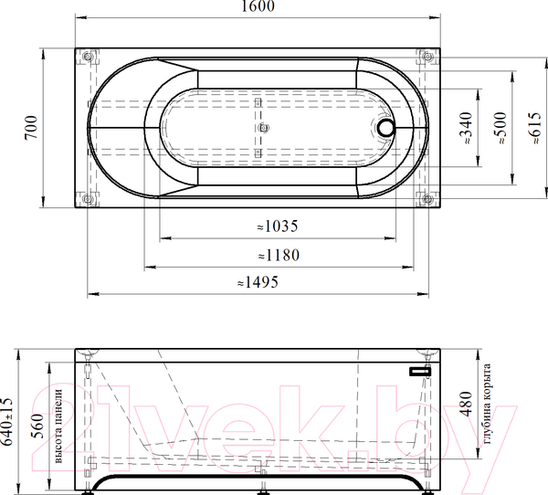 Изображение товара Ванна акриловая Radomir Виктория 160x70 / 2-01-0-0-0-249