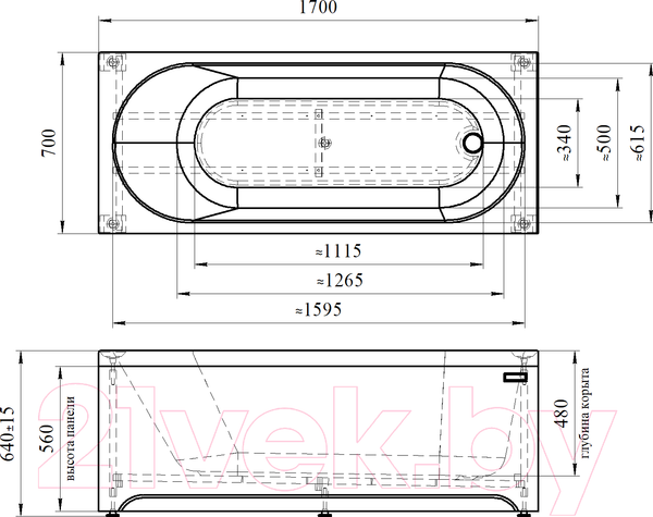 Изображение товара Ванна акриловая Radomir Виктория 170x70 / 2-01-0-0-0-245