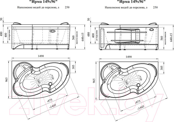 Изображение товара Ванна акриловая Vannesa Ирма 149x96 / 2-01-0-2-1-216Ч