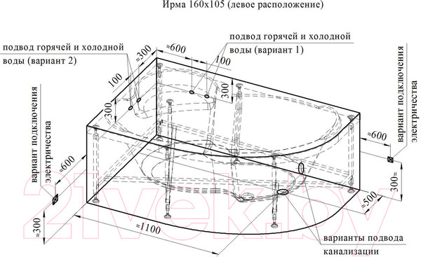 Изображение товара Ванна акриловая Vannesa Ирма 160x105 / 2-01-0-2-1-229Ч