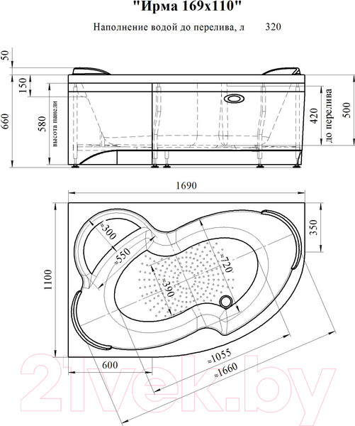 Изображение товара Ванна акриловая Vannesa Ирма 169x110 / 2-01-0-1-1-217Ч
