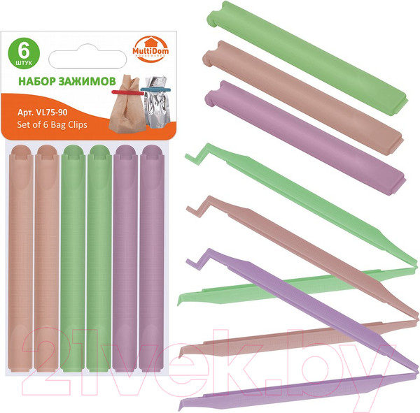 Изображение товара Набор зажимов для пакетов Мультидом VL75-91 (6шт)