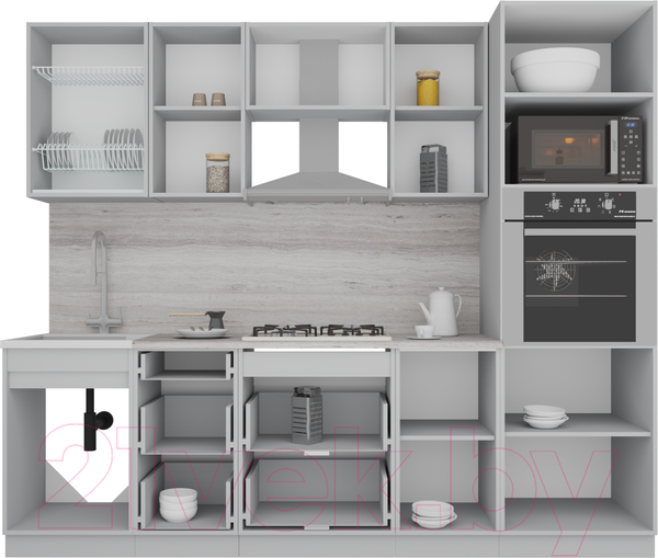 Изображение товара Кухонный гарнитур Интерлиния Мила Gloss 2.5 (бордовый/черный)