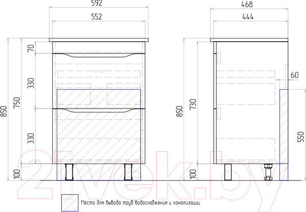 Изображение товара Тумба под умывальник Vigo Grani 600-0-2