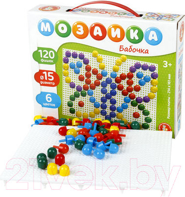 Изображение товара Развивающая игра Десятое королевство Мозаика Бабочка / 02207 (120эл)