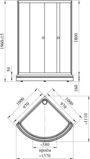 Изображение товара Душевой уголок Radomir 100 / 1-03-6-0-0-0031 (матовое стекло)
