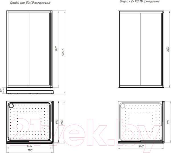Изображение товара Душевой уголок Radomir 100x110 L / 1-03-6-1-0-1231 (матовое стекло)