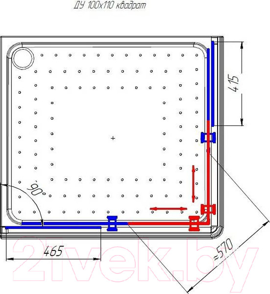 Изображение товара Душевой уголок Radomir 100x110 R / 1-03-6-2-0-1231 (матовое стекло)