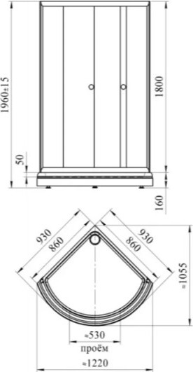 Изображение товара Душевой уголок Radomir 90 / 1-03-6-0-0-0011 (матовое стекло)