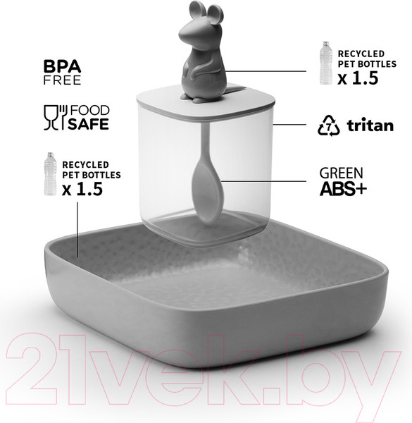 Изображение товара Набор емкостей для хранения Qualy Mouse Seasoning / QL10366-CL-GY (4шт)