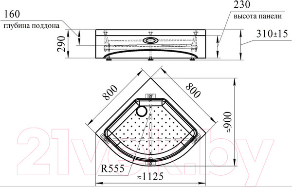 Изображение товара Душевой поддон Radomir 80 / 1-11-0-0-0-179