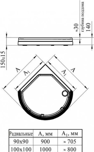 Изображение товара Душевой поддон Radomir 90x90 / 1-11-0-0-0-180