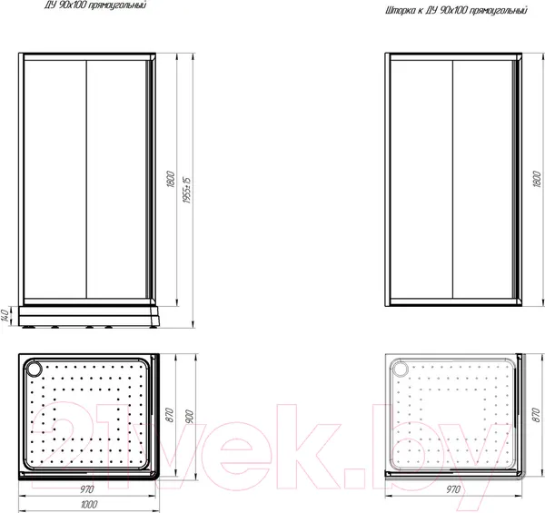 Изображение товара Душевой уголок Radomir 90x100 R / 1-03-6-2-0-1211 (матовое стекло)