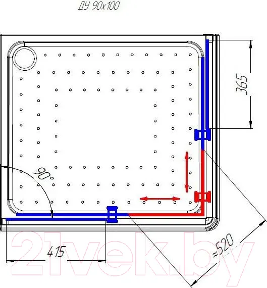 Изображение товара Душевой уголок Radomir 90x100 R / 1-03-6-2-0-1211 (матовое стекло)