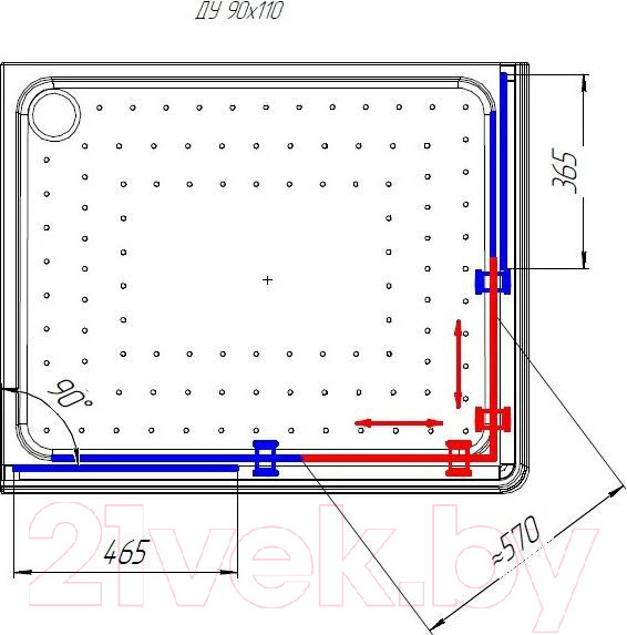 Изображение товара Душевой уголок Radomir 90x110 L / 1-03-6-1-0-1221 (матовое стекло)