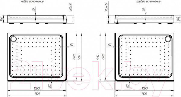 Изображение товара Душевой уголок Radomir 90x110 L / 1-03-6-1-0-1221 (матовое стекло)