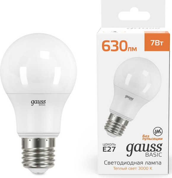 Изображение товара Лампа Gauss Basic Е27 7W 3000K / 10202172