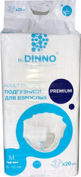 Изображение товара Подгузники для взрослых Dr.Dinno Premium M  (20шт)