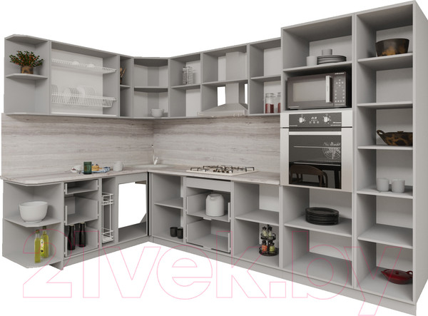 Изображение товара Кухонный гарнитур Интерлиния Мила Gloss 1.88x3.2 левая (бордовый/черный)