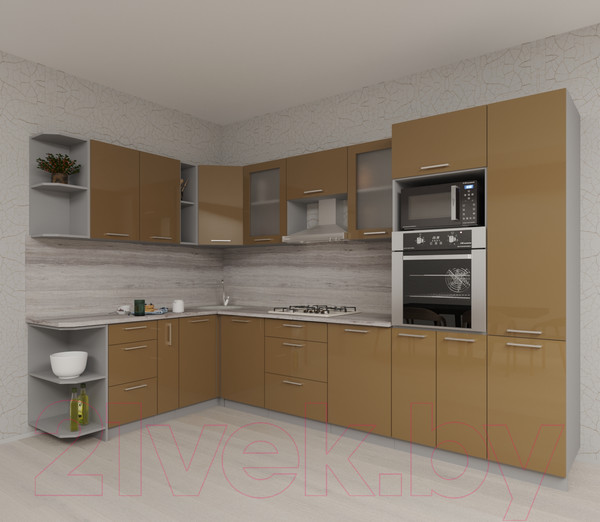 Изображение товара Кухонный гарнитур Интерлиния Мила Gloss 1.88x3.2 левая (капучино)