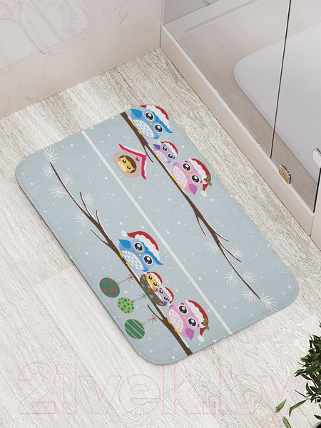 Изображение товара Коврик для ванной JoyArty Новогодние совы / bath_19400