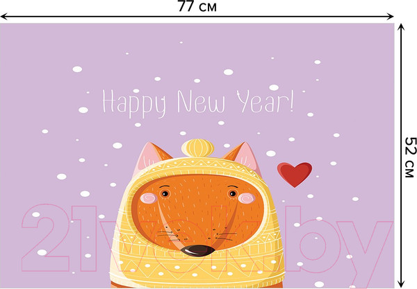 Изображение товара Коврик для ванной JoyArty Милая лисичка в шапке / bath_290617