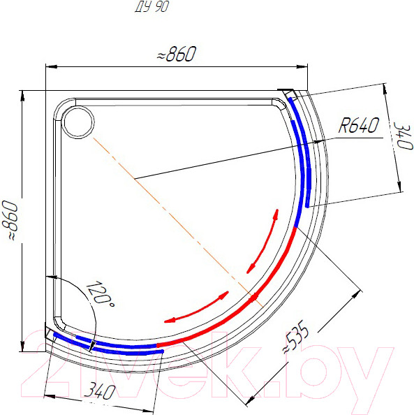 Изображение товара Душевой уголок Radomir 90 / 1-09-1-0-0-0011 (матовое стекло)