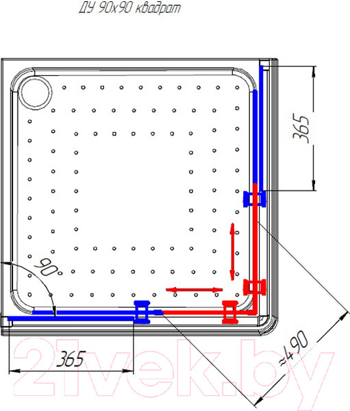Изображение товара Душевой уголок Radomir 90 / 1-09-1-0-0-1180 (прозрачное стекло)