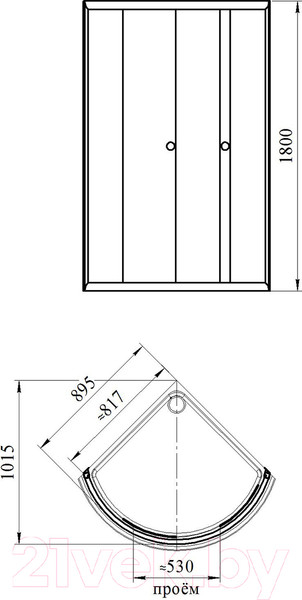 Изображение товара Душевой уголок Radomir 90 / 1-09-1-0-0-0010 (прозрачное стекло)