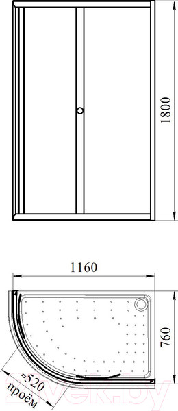 Изображение товара Душевой уголок Radomir 120x80 / 1-09-1-0-0-0080 (прозрачное стекло)