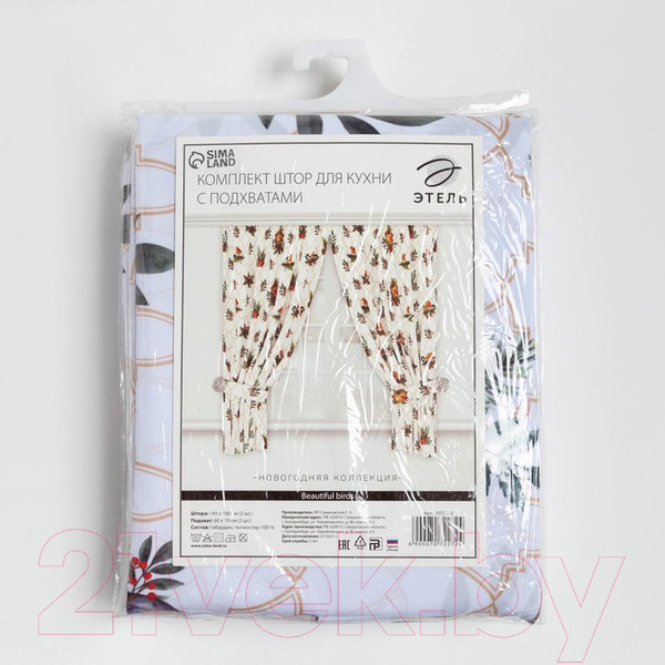 Изображение товара Комплект штор Этель Beautiful Birds 7072272 (145x180, с подхватами)