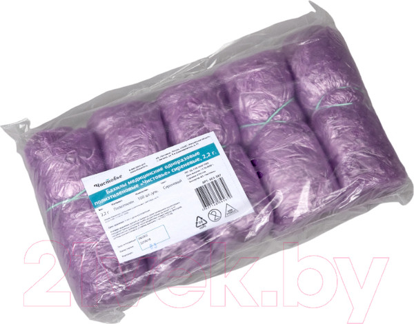 Изображение товара Бахилы одноразовые Чистовье Полиэтиленовые 603-387 (100шт, сиреневый)