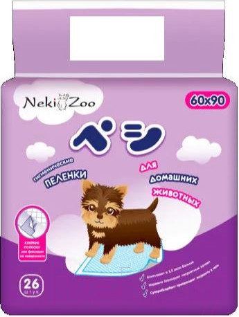 Изображение товара Одноразовая пеленка для животных NekiZoo PP1972 с липучками (60x90см, 26шт)