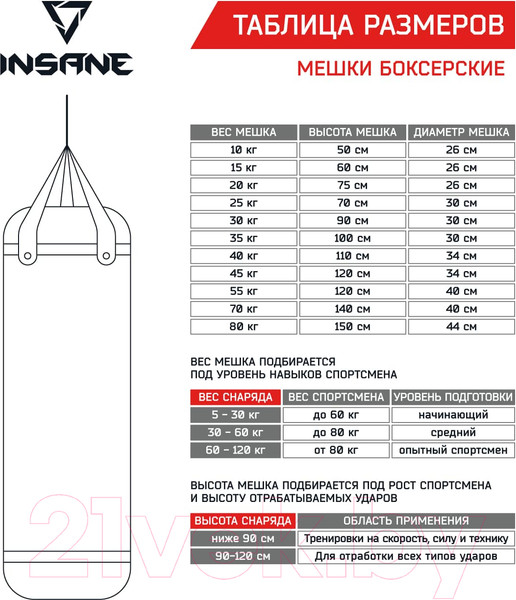 Изображение товара Боксерский мешок Insane PB-01 (20кг, черный)